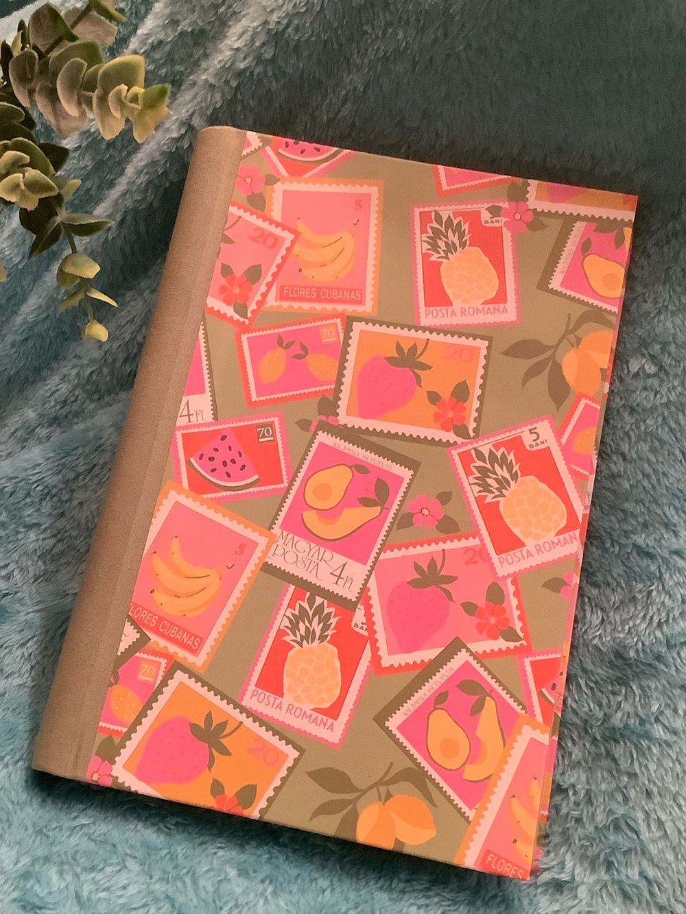 Summer Tropical Fruit Travel Stamp Hardcover Lined Journal Notebook NWT 160pgs